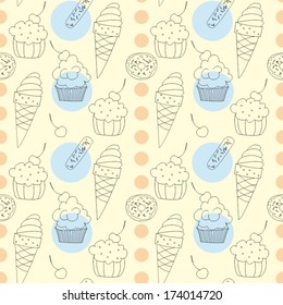 Cake and ice cream image seamless pattern