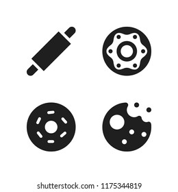 cake icon. 4 cake vector icons set. doughnut, rolling pin and donut icons for web and design about cake theme