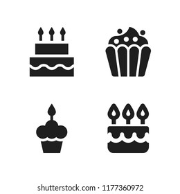 cake icon. 4 cake vector icons set. birthday cake and cupcake icons for web and design about cake theme