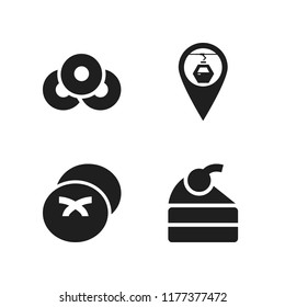 cake icon. 4 cake vector icons set. cabine pin, piece of cake and bun icons for web and design about cake theme