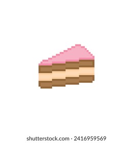 icono de pastel de 8 bits, logotipo del juego de iconos de la tarta de cumpleaños del postre de píxeles.