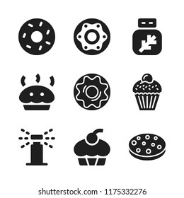cake icon. 9 cake vector icons set. sprinkle, cupcake and flour icons for web and design about cake theme