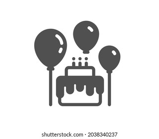 Cake icon. Birthday events sign. Party celebration symbol. Classic flat style. Quality design element. Simple cake icon. Vector