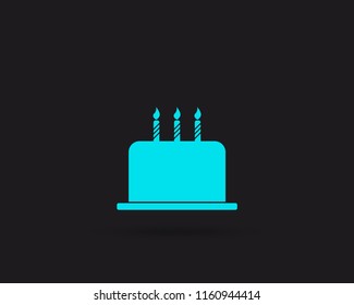 Cake icon, Birthday Cake vector web icon isolated on black background, EPS 10, top view
