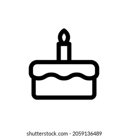 Cake icon. Black contour linear silhouette. Side view. Vector simple flat graphic illustration. The isolated object on a white background. Isolate.
