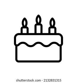 Cake icon. Black contour linear silhouette. Front side view. Vector simple flat graphic illustration. Isolated object on a white background. Isolate.