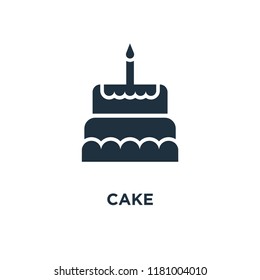 Cake icon. Black filled vector illustration. Cake symbol on white background. Can be used in web and mobile.