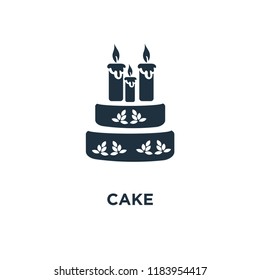 Cake icon. Black filled vector illustration. Cake symbol on white background. Can be used in web and mobile.