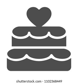 Cake, icon. Black and white flat design.
