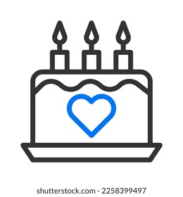 cake icon blue grey style valentine illustration vector element and symbol perfect. Icon sign from modern collection for web.