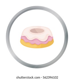 Cake icon in cartoon style isolated on white background. Cakes symbol stock vector illustration.