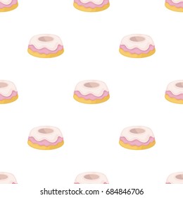 Cake icon in cartoon style isolated on white background. Cakes symbol stock vector illustration.