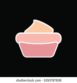 Cake icon. Cartoon vanilla Cake vector icon for web design isolated on black background