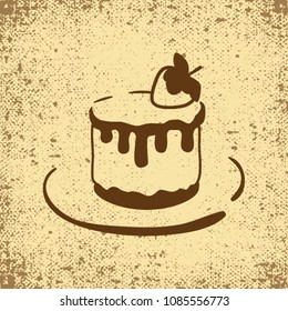 Cake icon. Coffee background. Vector illustration

