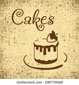 Cake icon. Coffee background. Vector illustration

