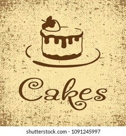 Cake icon. Coffee background. Vector illustration


