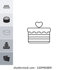 Cake icon. collection of 6 cake filled and outline icons such as cookies. editable cake icons for web and mobile.