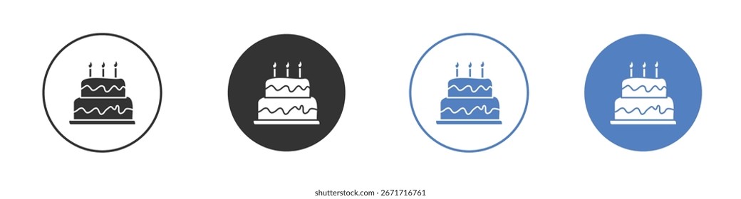 Cake icon collection for app in black and blue colors