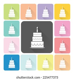 Cake Icon color set vector illustration.