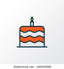 Cake icon colored line symbol. Premium quality isolated birthday dessert element in trendy style.