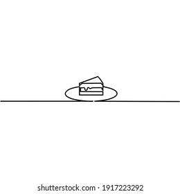 Cake icon, continuous one line drawing, object sign, vector illustration