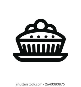 cake icon with cream, illustration on white background