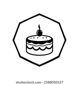 Cake Icon: Delicious Bakery Dessert, Sweet Pastry Treat. Perfect for Food Blogs, Bakeries, and Party Invitations.