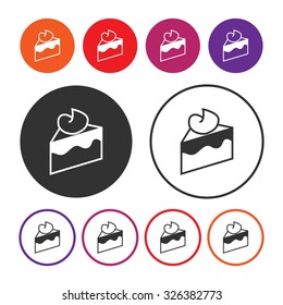Cake icon. Dessert icon. Button. Vector illustration