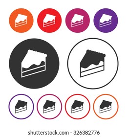 Cake icon. Dessert icon. A piece of cake. Button. Vector illustration