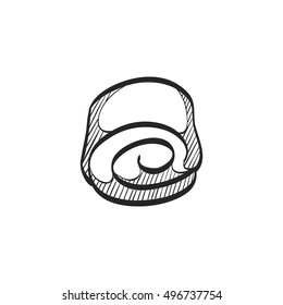 Cake icon in doodle sketch lines. Food sweet delicious glazed chocolate dessert