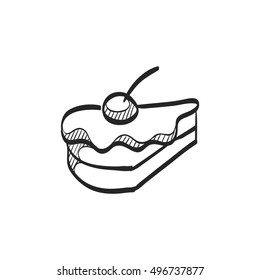 Cake icon in doodle sketch lines. Food sweet delicious glazed chocolate dessert