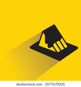 cake icon with drop shadow on yellow background