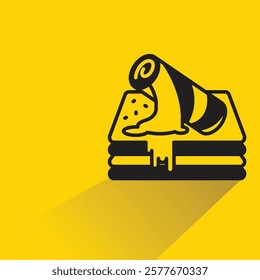 cake icon with drop shadow on yellow background