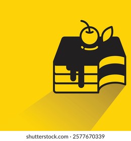 cake icon with drop shadow on yellow background