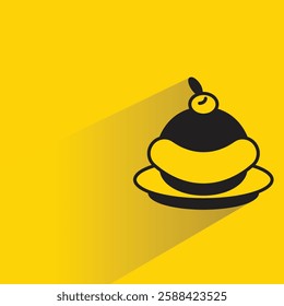 cake icon with drop shadow on yellow background