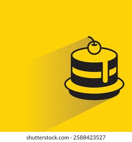 cake icon with drop shadow on yellow background