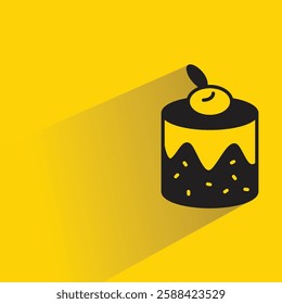 cake icon with drop shadow on yellow background