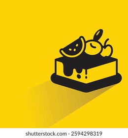 cake icon with drop shadow on yellow background