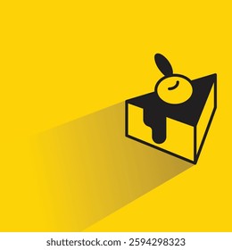 cake icon with drop shadow on yellow background