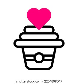 cake icon duotone black pink style valentine illustration vector element and symbol perfect. Icon sign from modern collection for web. Nice design perfect.