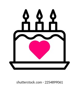 cake icon duotone black pink style valentine illustration vector element and symbol perfect. Icon sign from modern collection for web. Nice design perfect.