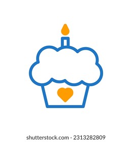 Cake icon duotone blue orange colour mother day illustration vector element and symbol perfect.