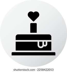 cake icon filled black white valentine illustration vector element and symbol perfect. Icon sign from modern collection for web.