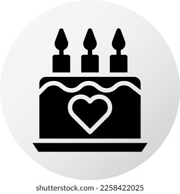 cake icon filled black white valentine illustration vector element and symbol perfect. Icon sign from modern collection for web.