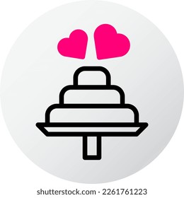 icono de pastel relleno estilo rojo ilustración valentina elemento vector y símbolo perfecto. Signo de icono de la colección moderna para la web.