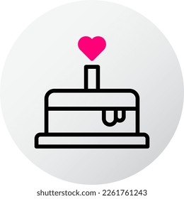 cake icon filled red style valentine illustration vector element and symbol perfect. Icon sign from modern collection for web.