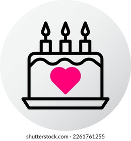 cake icon filled red style valentine illustration vector element and symbol perfect. Icon sign from modern collection for web.
