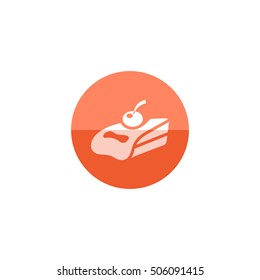 Cake icon in flat color circle style. Food sweet delicious 