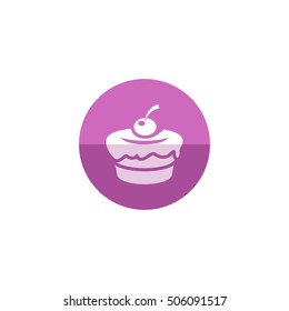 Cake icon in flat color circle style. Food sweet delicious