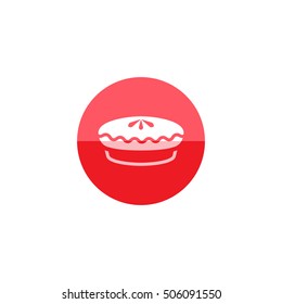 Cake icon in flat color circle style. Food sweet delicious